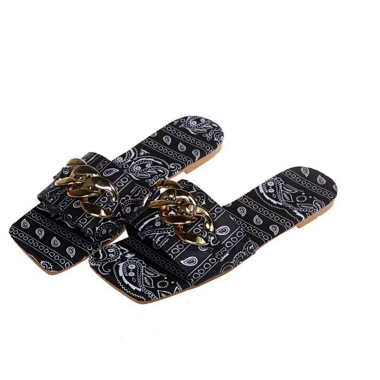 Factory Sale Casual Party Street Sexy Slippers Square Head Silk Floral Metal Chain Wear-Resistant Anti-Slip Hot Selling Slippers
Factory Sale Casual Party Street Sexy Slippers Square Head Silk Floral Metal Chain Wear-Resistant Anti-Slip Hot Selling Slippers