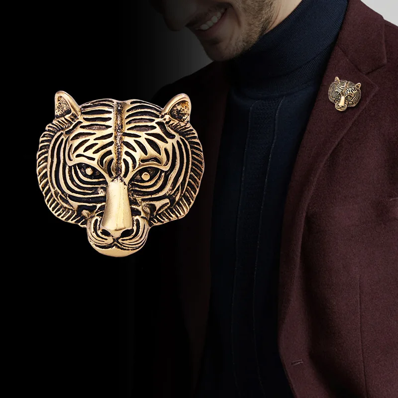 European and American retro punk domineering mens suit tiger head cheap alloy brooch accessories, Picture shows
European and American retro punk domineering mens suit tiger head cheap alloy brooch accessories, Picture shows