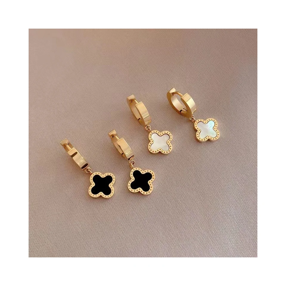 HP hot sale four-leaf clover 18k gold plated hoop earring stainless steel earring with pendant
HP hot sale four-leaf clover 18k gold plated hoop earring stainless steel earring with pendant