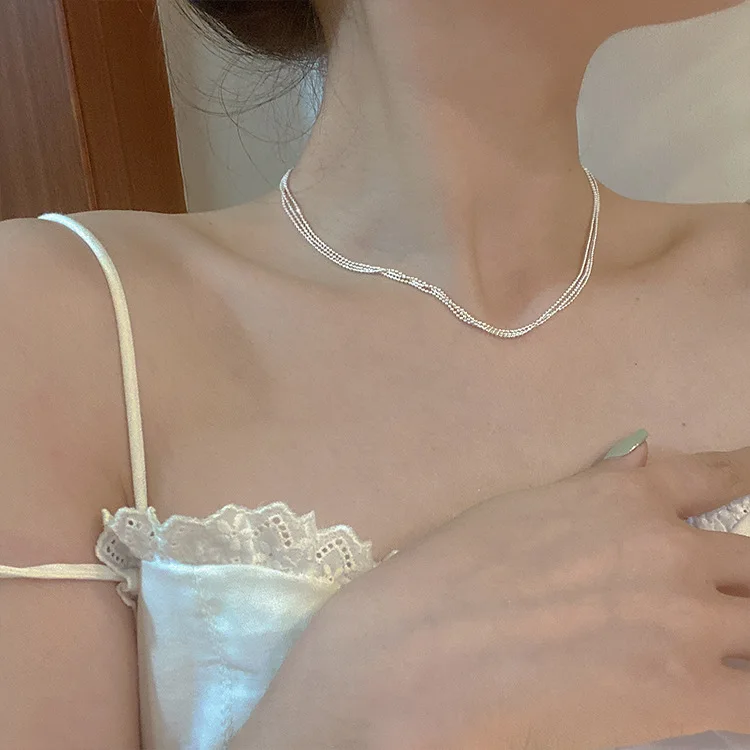 Korean Style Fashion Ins Silver Plated Beads Chain Necklace Multilayer Silver Color Beads Chain Necklace For Women
Korean Style Fashion Ins Silver Plated Beads Chain Necklace Multilayer Silver Color Beads Chain Necklace For Women