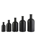 Wholesale empty round matte black liquor rum gin spirits vodka glass bottles with cork
