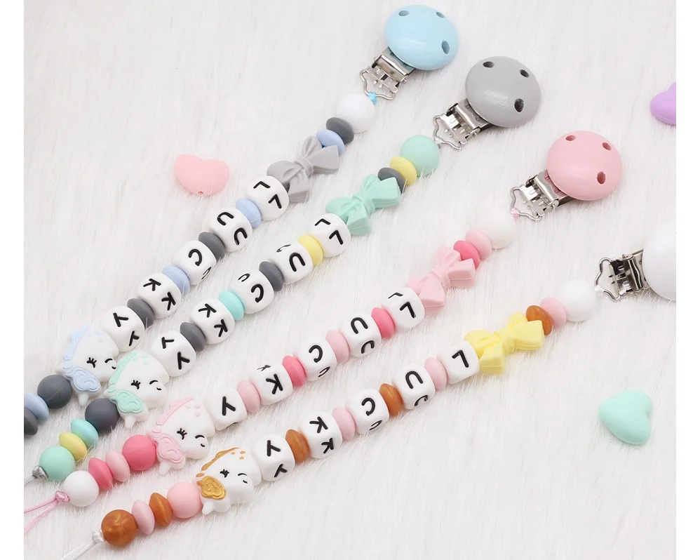 Wood Baby Pacifier Holder Clip , Soft Unicorn Silicone Beads Teething Pacifier Clips
Wood Baby Pacifier Holder Clip , Soft Unicorn Silicone Beads Teething Pacifier Clips