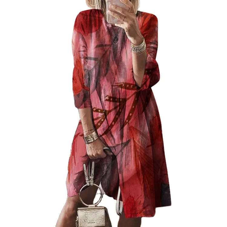 Casual Retro Type European Style Women Beauty Clothes Winter Round Neck Long Sleeve Printing Dress Female Floral Dress
Casual Retro Type European Style Women Beauty Clothes Winter Round Neck Long Sleeve Printing Dress Female Floral Dress