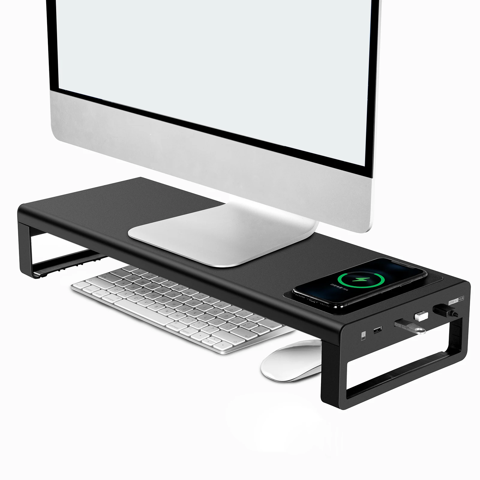 Vaydeer desktop computer monitor table stand riser USB wireless charging metal monitor bracket for office, Black
Vaydeer desktop computer monitor table stand riser USB wireless charging metal monitor bracket for office, Black