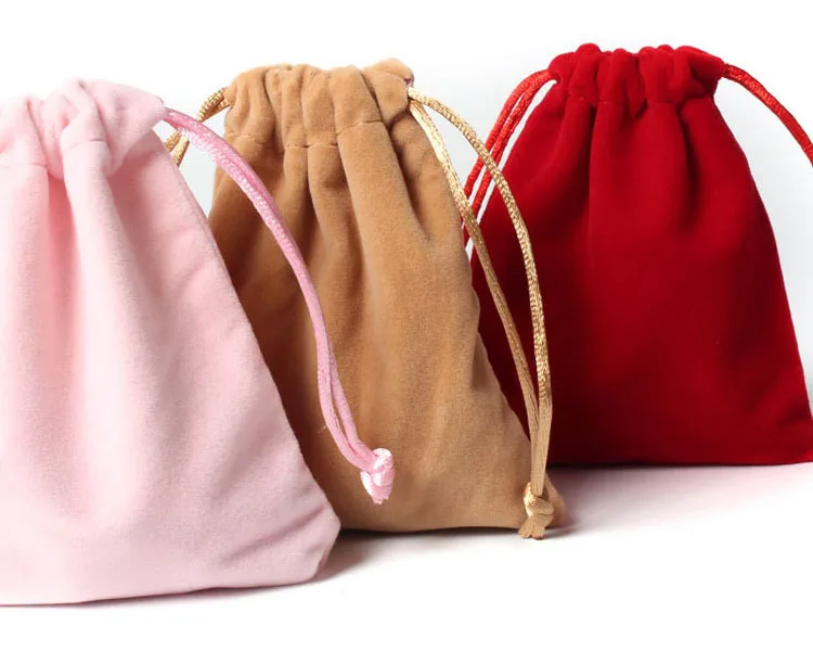 customized logo drawstring velvet jewelry packaging pouch gift