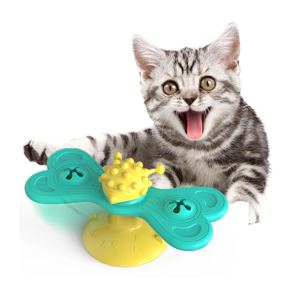

ZMaker Wholesale Spinning Butterfly Cat Teaser Toy with 2 Catnip Balls Set Cat Turntable Toy