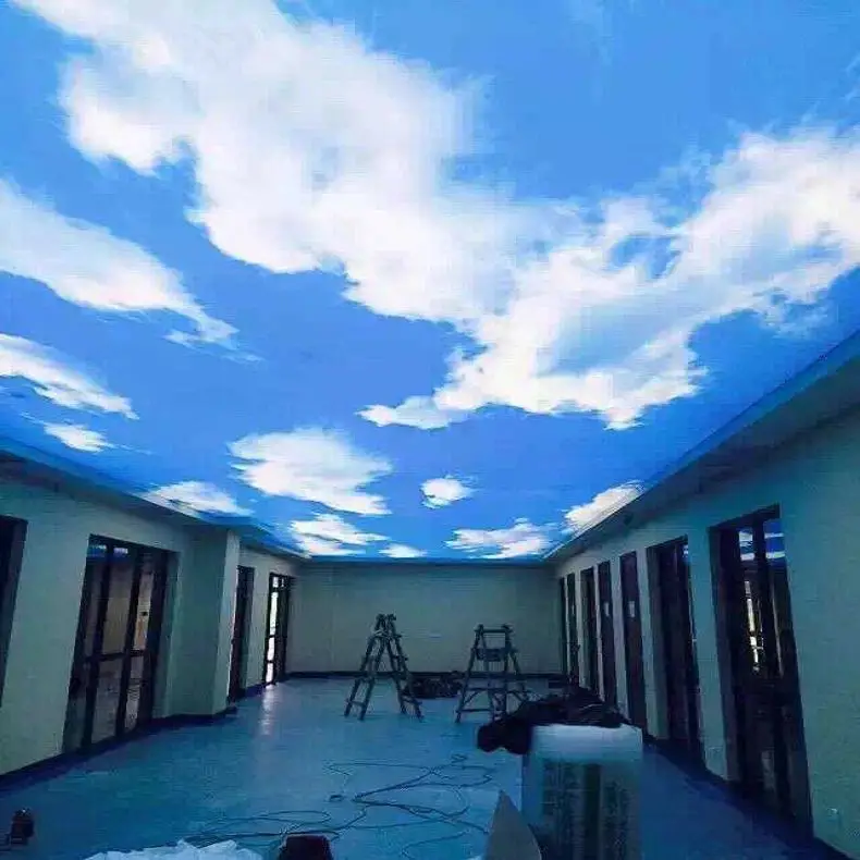 Pop False Ceiling 3d Effect Stretch Ceiling Lighting Box Pvc