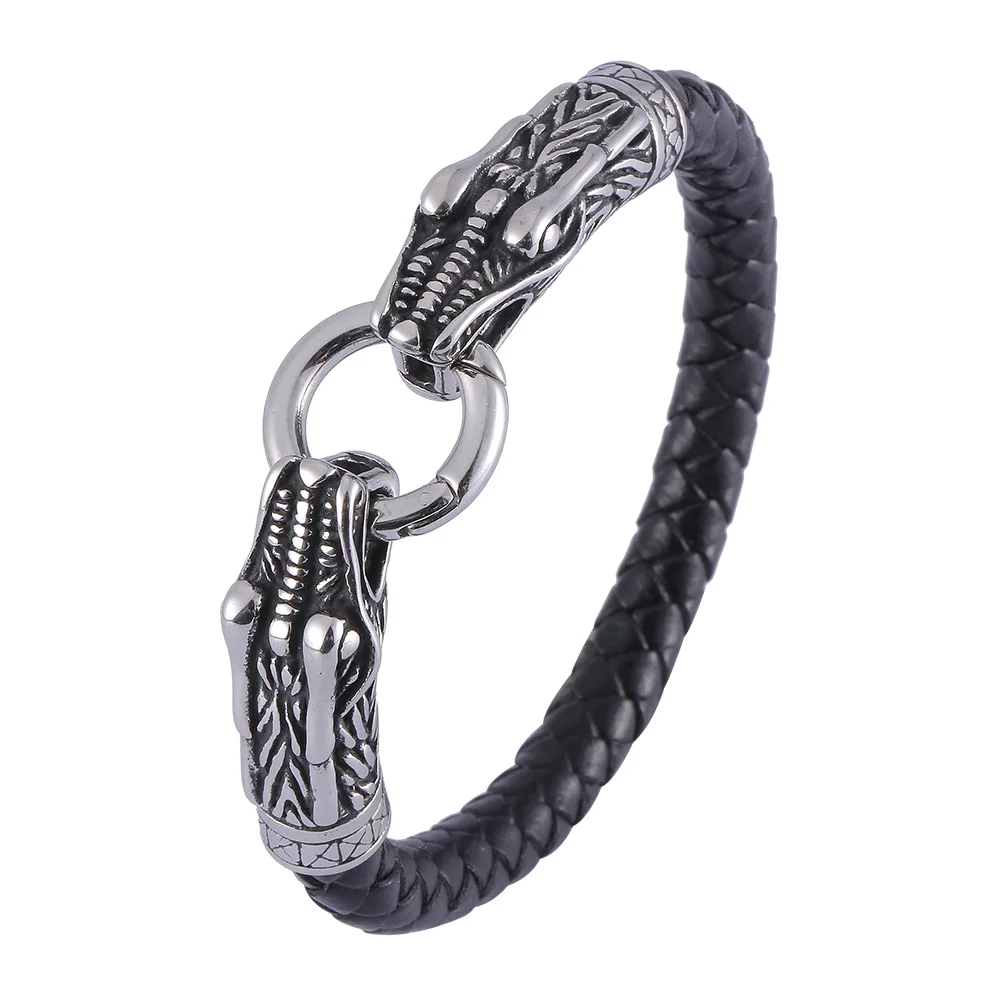 Wholesale Ins Personality Titanium Steel Double Faucet Handmade Woven Leather Bracelet Stainless Steel Bracelet Jewelry For Men
Wholesale Ins Personality Titanium Steel Double Faucet Handmade Woven Leather Bracelet Stainless Steel Bracelet Jewelry For Men
