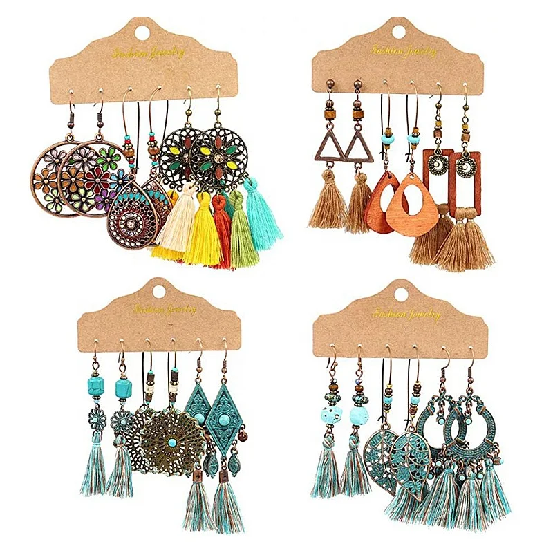 3 Pair Fashionable Bohemia Tassel Earrings Turquoise Hoop Drop Dangle Earrings Retro Ethnic Boho India Tassel Earrings Set
3 Pair Fashionable Bohemia Tassel Earrings Turquoise Hoop Drop Dangle Earrings Retro Ethnic Boho India Tassel Earrings Set
