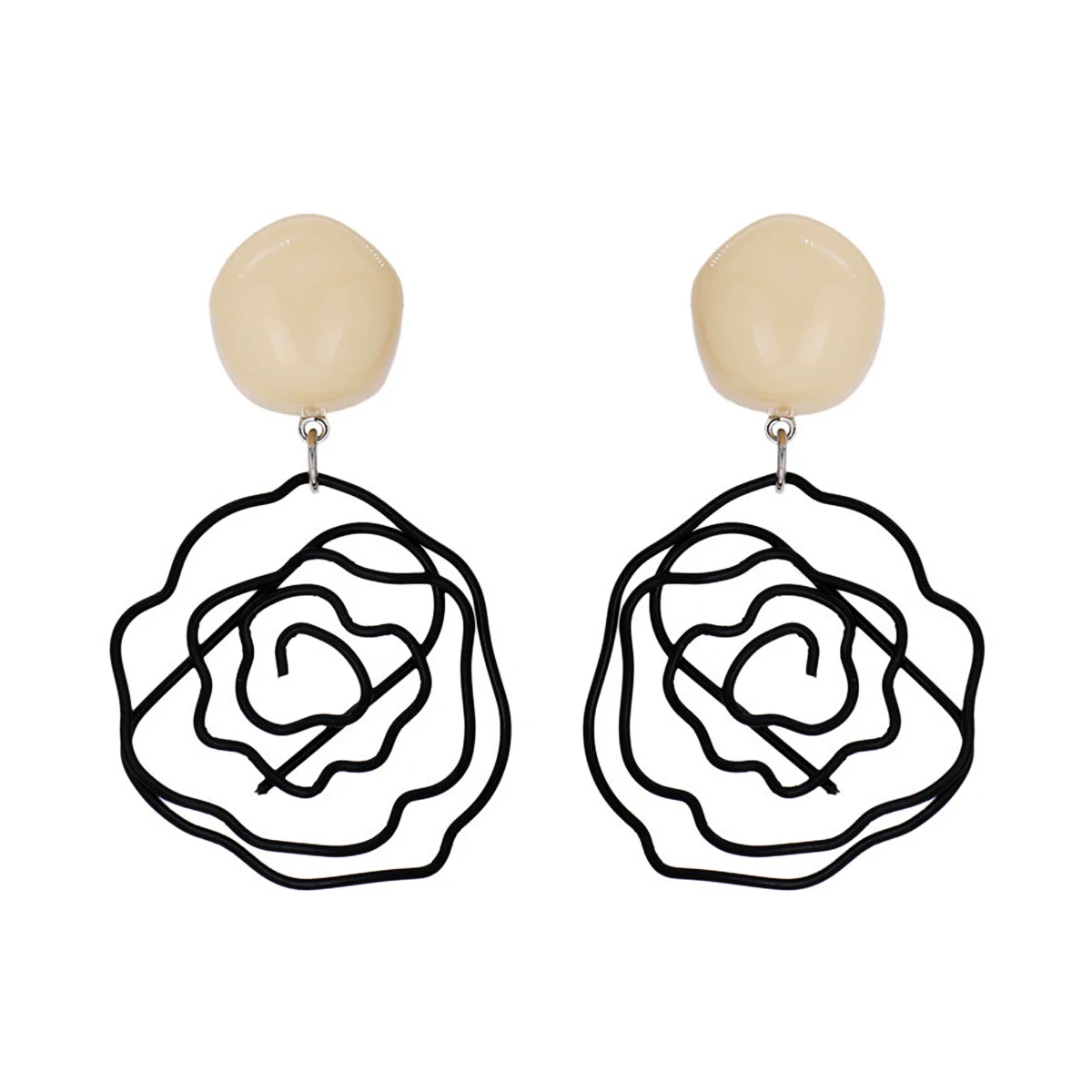Charare black rose hollow flower alloy acrylic pendant earrings accessories, Black & apricot
Charare black rose hollow flower alloy acrylic pendant earrings accessories, Black & apricot