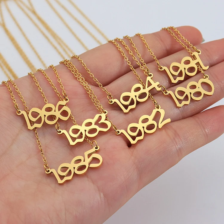 K120 Personalized 1980-2020 Birthday Digital 18K PVD Gold Plated Jewelry Stainless Steel Birth Number Year Pendant Necklace
K120 Personalized 1980-2020 Birthday Digital 18K PVD Gold Plated Jewelry Stainless Steel Birth Number Year Pendant Necklace