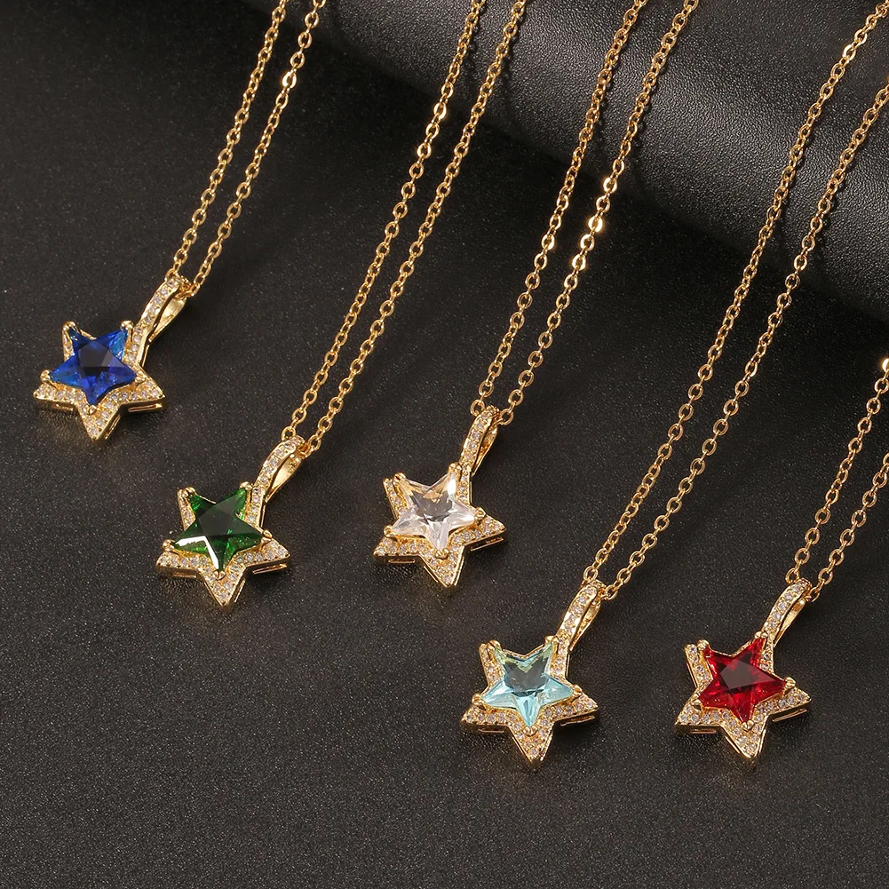 Hot Sale Fashion Real Gold Plated Crystal Star Pendant Necklace Five Pointed Star Gemstone Necklace For Women Girls Gifts
Hot Sale Fashion Real Gold Plated Crystal Star Pendant Necklace Five Pointed Star Gemstone Necklace For Women Girls Gifts