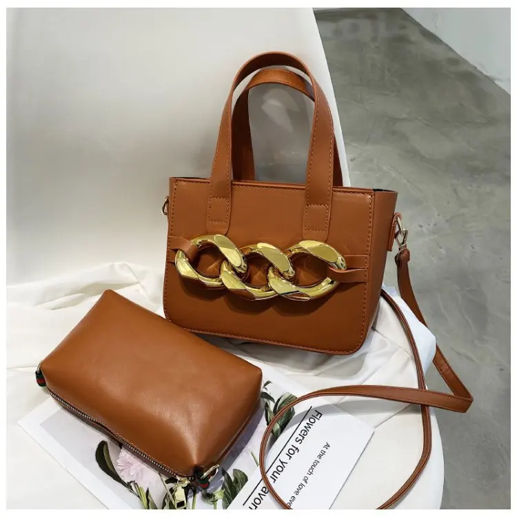 Fashion Handbags Summer Ladies Metal Chains Purse Trendy 2021 Designer 2Pcs Leather Tote Handbags
Fashion Handbags Summer Ladies Metal Chains Purse Trendy 2021 Designer 2Pcs Leather Tote Handbags