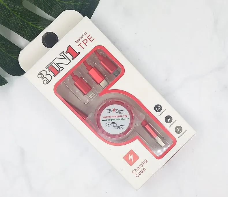 New Retractable 3 in 1 micro usb cable USB C - ANKUX.COM