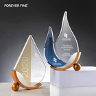 Trophy Creative K9 Blue Transparent Crystal Trophy Lettering Honor Metal Trophy