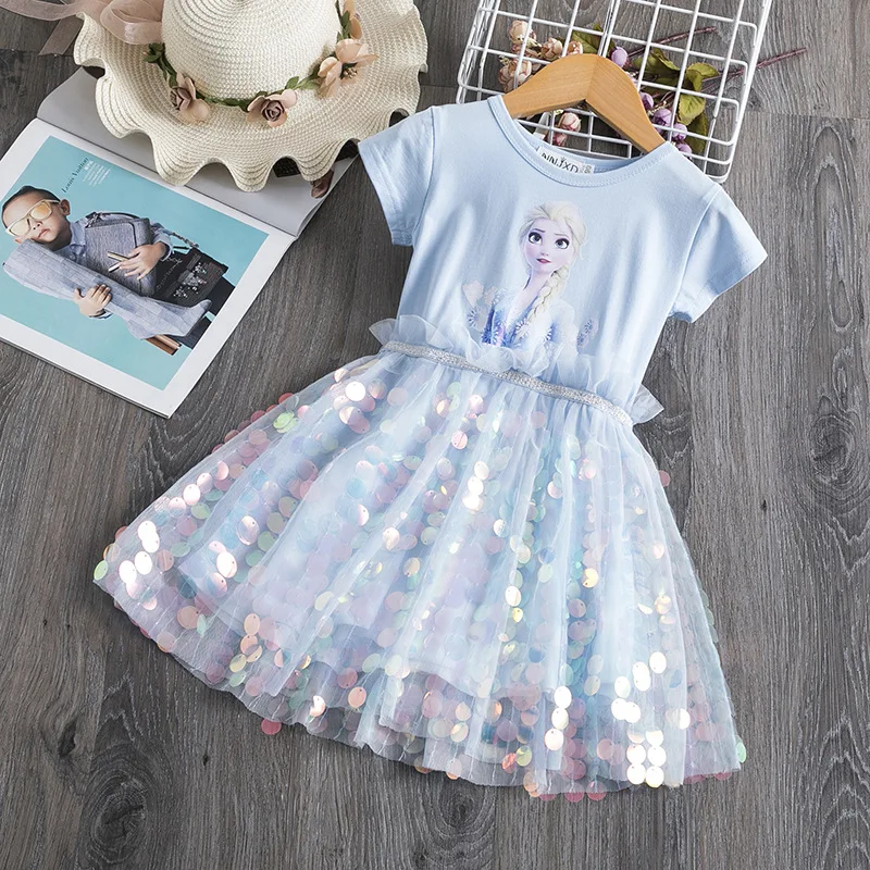 Girls Elsa Anna Princess Dresses Birthday Party Dress For Girls Summer Printed Bling Sequins Chidren Kids Clothes, As picture
Girls Elsa Anna Princess Dresses Birthday Party Dress For Girls Summer Printed Bling Sequins Chidren Kids Clothes, As picture