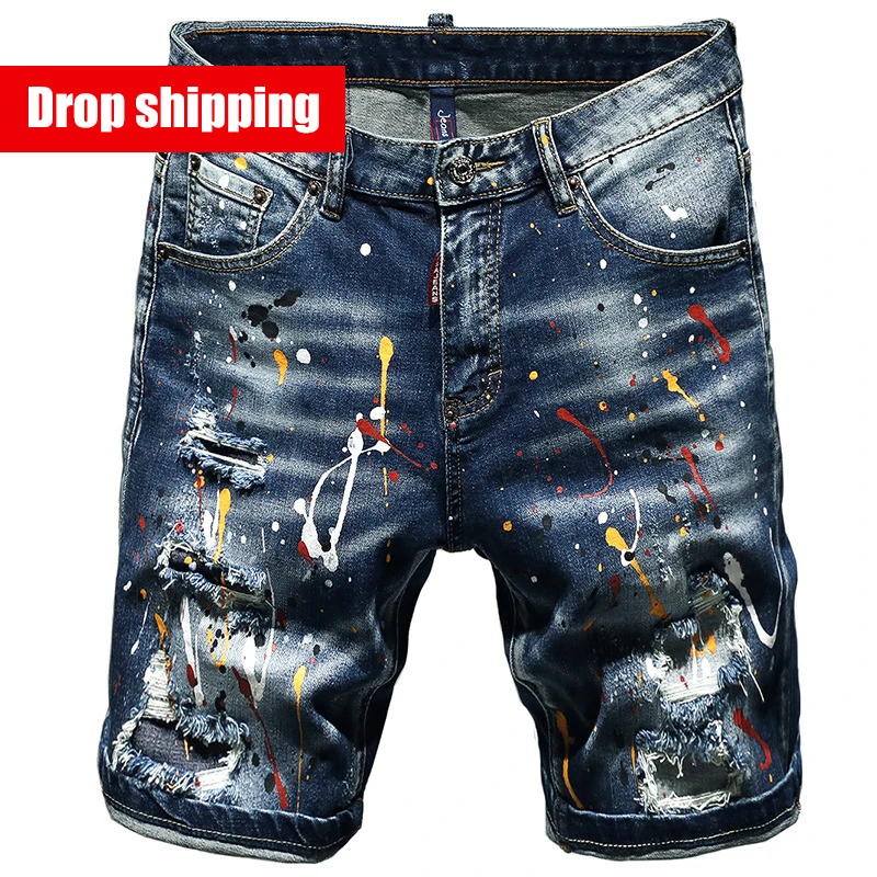 European and American hand-worn men's jeans personality shorts high-end hand-painted paint pants
European and American hand-worn men's jeans personality shorts high-end hand-painted paint pants