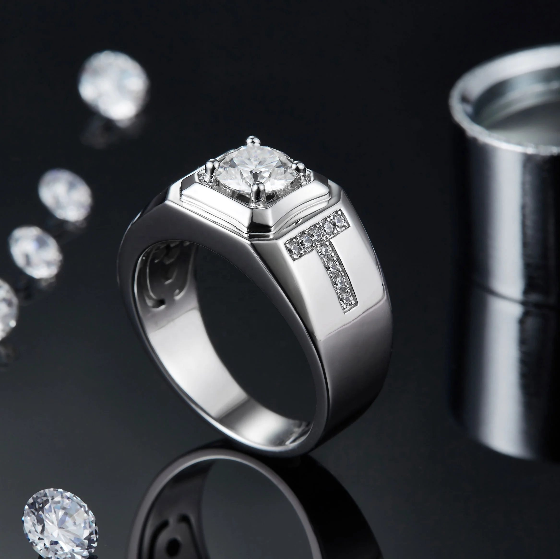 Abiding Jewelry Customized Jewellery Moissanite Diamond Ring 925 Sterling Silver Moissanite Men Jewelry
Abiding Jewelry Customized Jewellery Moissanite Diamond Ring 925 Sterling Silver Moissanite Men Jewelry