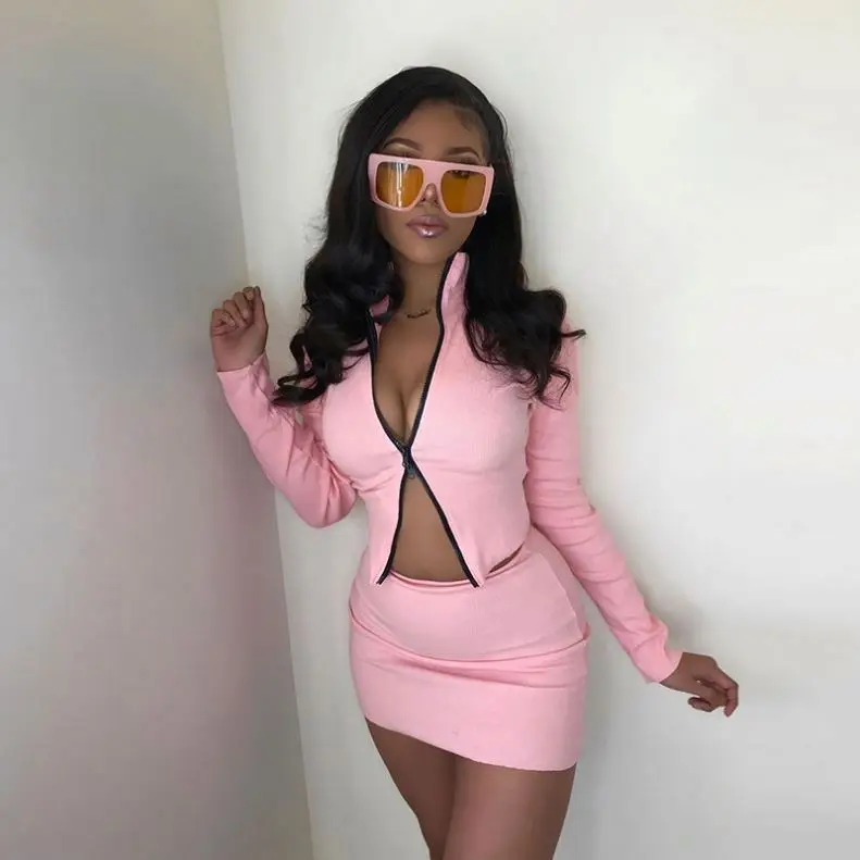Hot selling Zipper Long Sleeve Pink Tops and Slim Skirts 2 Piece Sets for Women, Picture color
Hot selling Zipper Long Sleeve Pink Tops and Slim Skirts 2 Piece Sets for Women, Picture color
