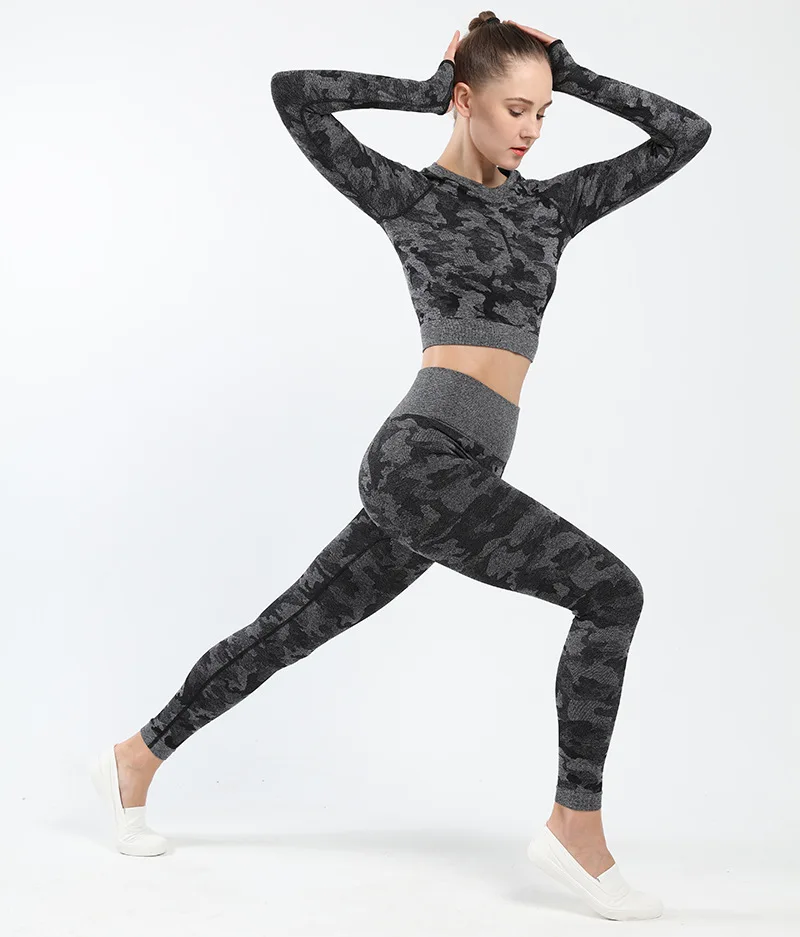DJ033 women fitness high waist seamless gym long sleeve yoga pants leggings set
DJ033 women fitness high waist seamless gym long sleeve yoga pants leggings set