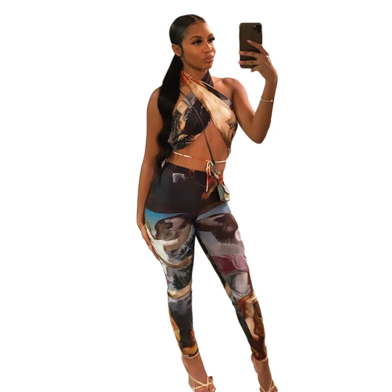 2021 Spring Pattern Print Stretchy Halter Crop Top Bandage Leggings Suits Sporty Active Women 2 Piece Outfit
2021 Spring Pattern Print Stretchy Halter Crop Top Bandage Leggings Suits Sporty Active Women 2 Piece Outfit
