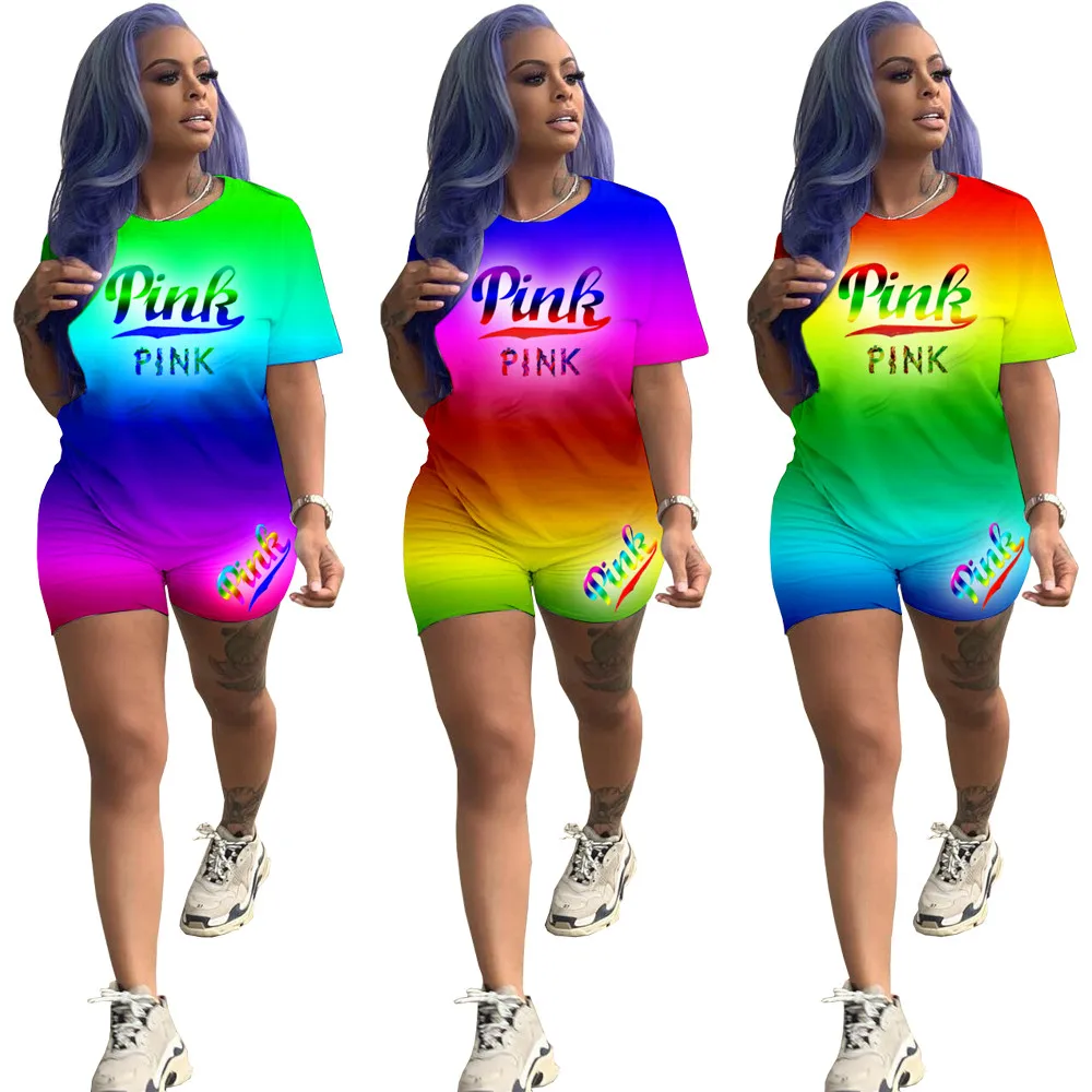 Cute 2021 Two-Piece Summer Wear 3 Colors Letter Printed T shirt With Shorts Tracksuit Fancy Tie Die Gradient 2 Piece Short
Cute 2021 Two-Piece Summer Wear 3 Colors Letter Printed T shirt With Shorts Tracksuit Fancy Tie Die Gradient 2 Piece Short