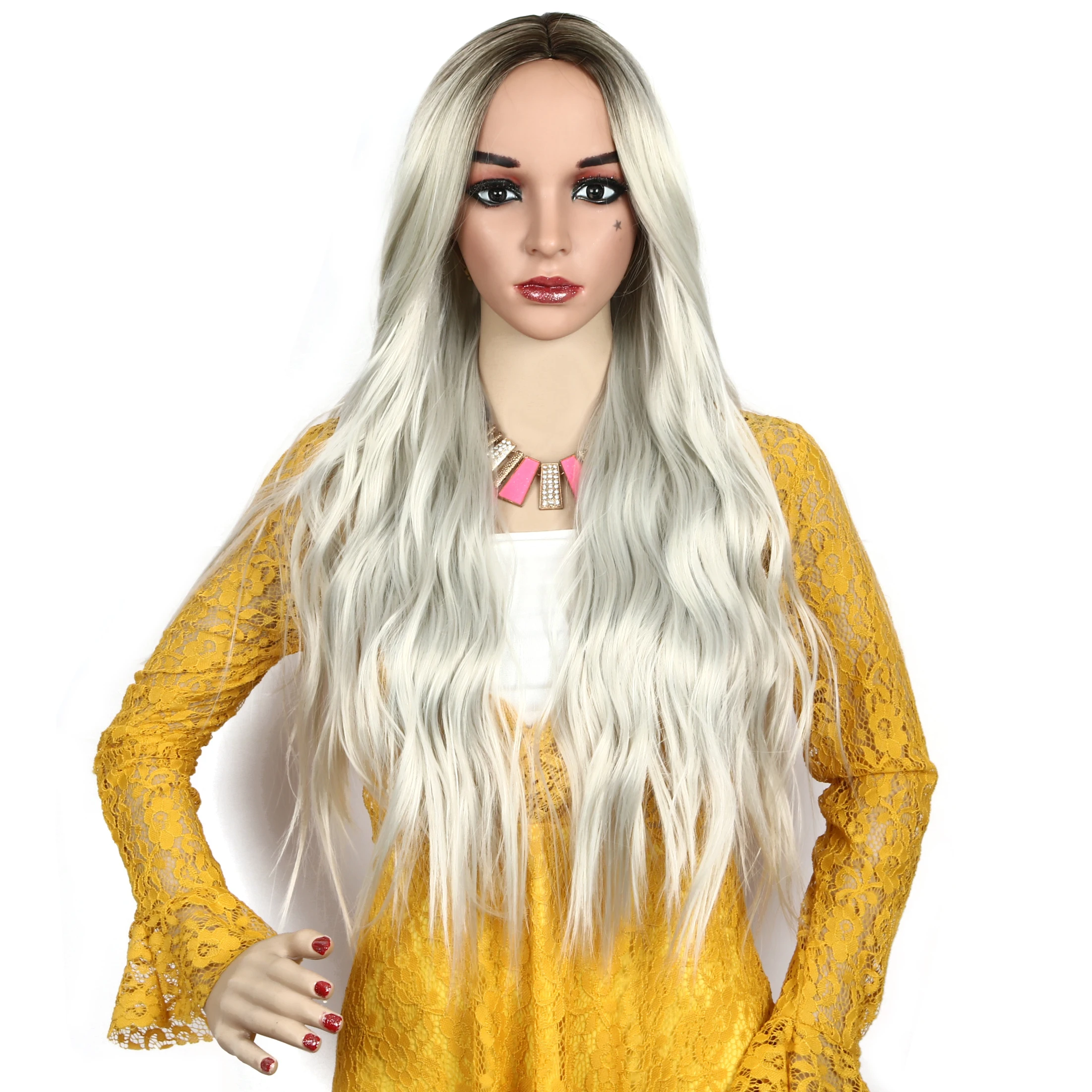 Hair Synthetic Wig Long Wavy Lace Wigs Natural For Women Daily/Party Natural Black to Wig frontal human hair extension, Silver gray
Hair Synthetic Wig Long Wavy Lace Wigs Natural For Women Daily/Party Natural Black to Wig frontal human hair extension, Silver gray