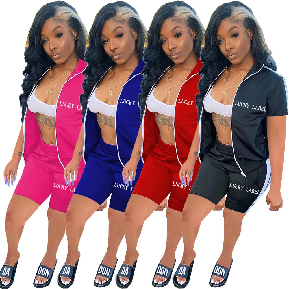 Fashion Letter Embroidery Zipper Movement Shorts Set Outfits Summer 2 Piece Set Women Biker Short Set, Rose red,black,red,blue
Fashion Letter Embroidery Zipper Movement Shorts Set Outfits Summer 2 Piece Set Women Biker Short Set, Rose red,black,red,blue