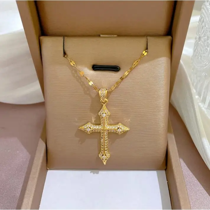 Gold Plated cross Necklace for Women 2023 Jewelry stainless steel crystal Zircon Pendant clavicle Necklace Luxury Choker Korean
Gold Plated cross Necklace for Women 2023 Jewelry stainless steel crystal Zircon Pendant clavicle Necklace Luxury Choker Korean