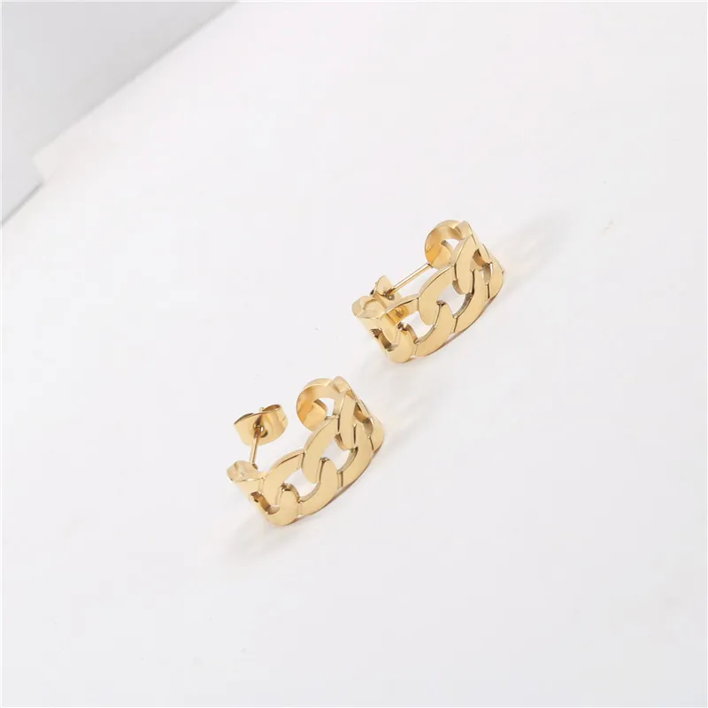 European 18k Gold Plating Link Chain Stainless Steel Earrings Geometric Hollow Circle Earrings For Women
European 18k Gold Plating Link Chain Stainless Steel Earrings Geometric Hollow Circle Earrings For Women