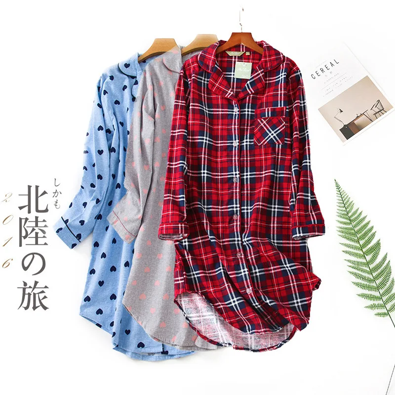 Autumn Spring Women Sleepwear Woven Flannel Home Cotton Nightdress Lapel Cardigan Cute Cartoon Pajamas
Autumn Spring Women Sleepwear Woven Flannel Home Cotton Nightdress Lapel Cardigan Cute Cartoon Pajamas