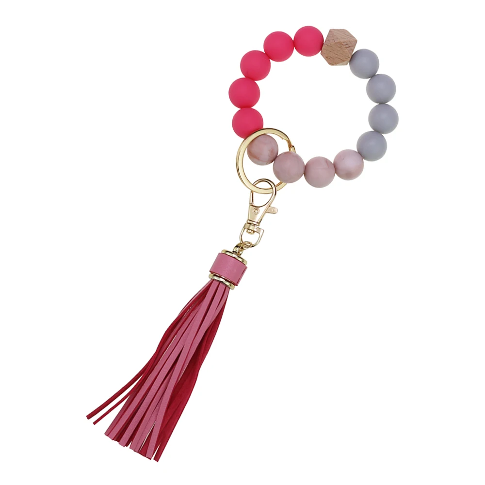 Summer customized silicone bead bracelet keychain handmade PU Tassel bracelet custom wood beads bracelets keychain silicone
Summer customized silicone bead bracelet keychain handmade PU Tassel bracelet custom wood beads bracelets keychain silicone