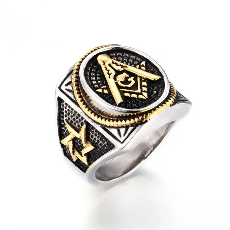Fashion Unique Design Freemasons Punk Ring Gold Plated Vintages Stainless Steel Men Ring, Silver/gold
Fashion Unique Design Freemasons Punk Ring Gold Plated Vintages Stainless Steel Men Ring, Silver/gold