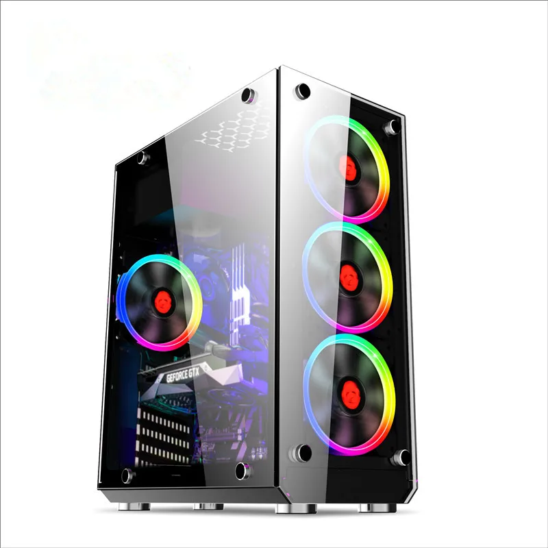 Two Tempered Glass Gaming Pc Cabinet Computer Case Gaming