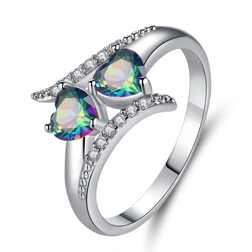 2020 Mother's day Anniversary Bridal Wedding Silver Crystal Double Heart Rings Color Zirconia Heart Ring
2020 Mother's day Anniversary Bridal Wedding Silver Crystal Double Heart Rings Color Zirconia Heart Ring