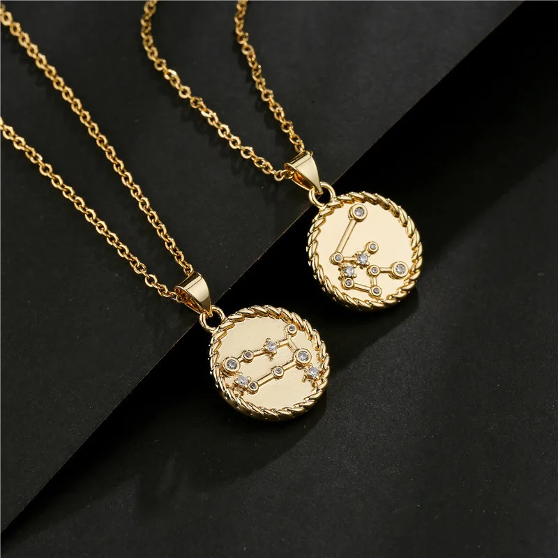 Bohemian women and men three-dimensional coin round diamond luxury simple high unique design constellation symbol necklace
Bohemian women and men three-dimensional coin round diamond luxury simple high unique design constellation symbol necklace