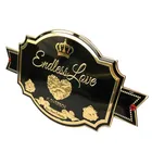 endless love flowerbox plain embossed foil engraved logo security metal label sticker for beer mug perfume