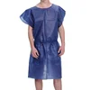 classic patient gown without sleeves in dark blue