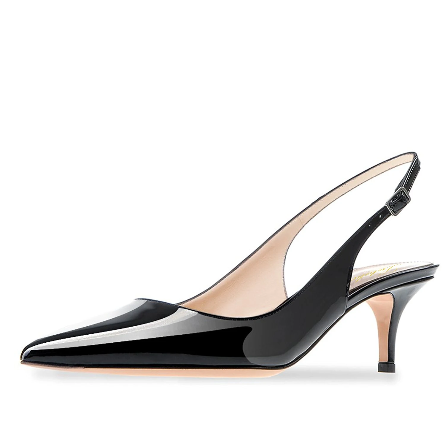 

2021 New Arrival Fashion Women's Patent Leather Pointed Toe Elegant Kitten Heel Slingback Dress Pump Shoes
