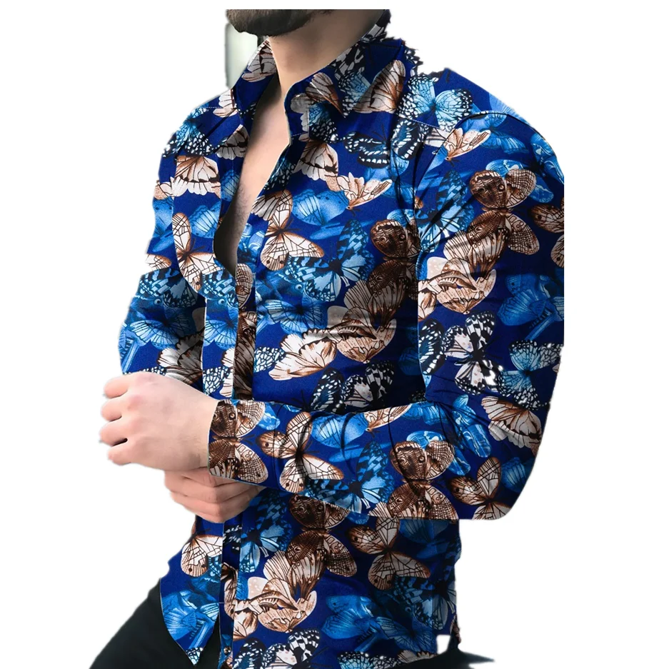 Stylish Summer Men Shirt Butterflies Print Lapel Single Breasted Buttons Hawaiian Long Sleeve Plus Size Beach Shirts Tops
Stylish Summer Men Shirt Butterflies Print Lapel Single Breasted Buttons Hawaiian Long Sleeve Plus Size Beach Shirts Tops