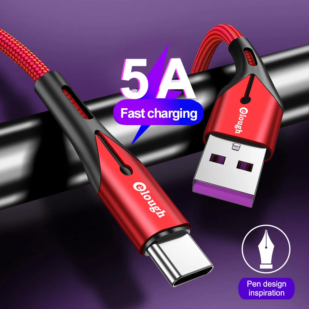 Cable fast charge 5a charging cable type c usb nylon braided mobile phone charger cable for samsung, Black / red
Cable fast charge 5a charging cable type c usb nylon braided mobile phone charger cable for samsung, Black / red