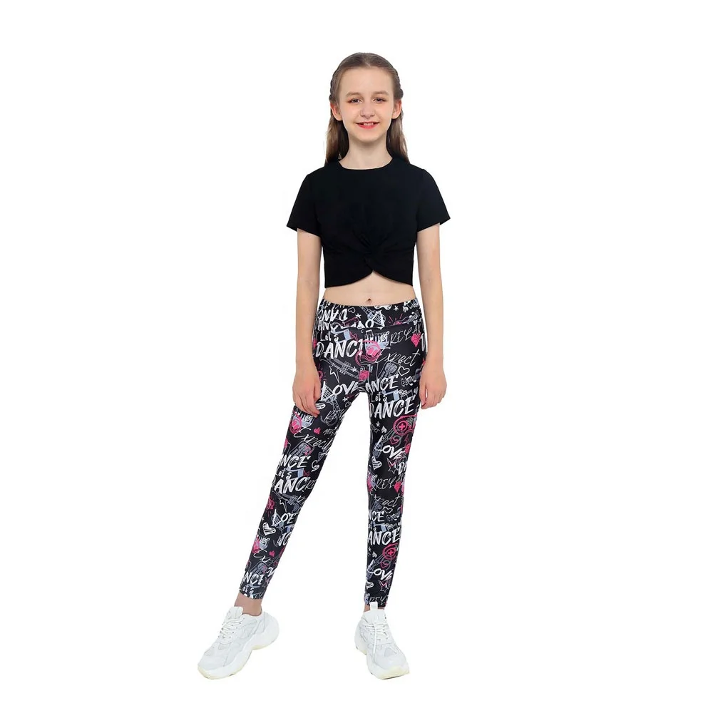 Girls Short Sleeves Knot Blouse with High Waist Letter Printed Leggings Two Pieces Gym Yoga Sport Suits
Girls Short Sleeves Knot Blouse with High Waist Letter Printed Leggings Two Pieces Gym Yoga Sport Suits