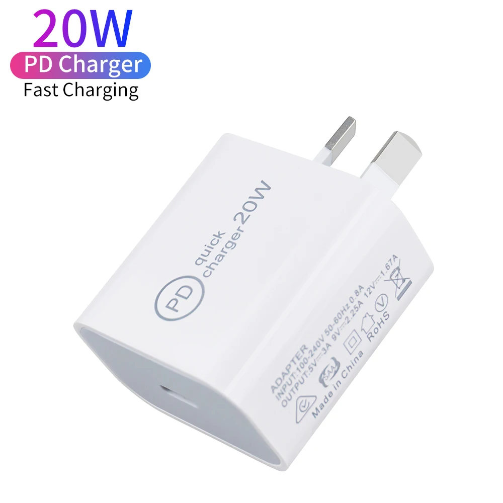 High Quality 20W Australia AU Plug USB Type C Wall Charger for Apple iPhone 12 13 Pro Fast PD Charger Adapter, White
High Quality 20W Australia AU Plug USB Type C Wall Charger for Apple iPhone 12 13 Pro Fast PD Charger Adapter, White