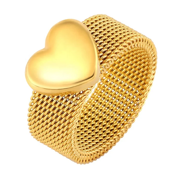 Minimalist Fashion Charm Finger Rings Jewelry Stainless Steel Reticulate Mesh Ring Love Heart Rings for Women
Minimalist Fashion Charm Finger Rings Jewelry Stainless Steel Reticulate Mesh Ring Love Heart Rings for Women