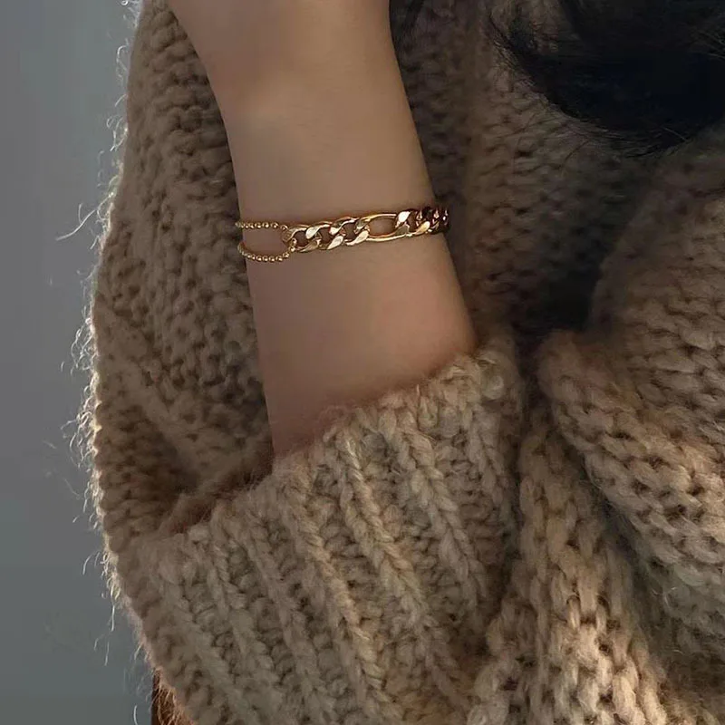 Wholesale New Trendy Adjustable Double Layer Beads Chain Bracelet Stainless Steel Jewelry Girls Figaro Chain Bracelet
Wholesale New Trendy Adjustable Double Layer Beads Chain Bracelet Stainless Steel Jewelry Girls Figaro Chain Bracelet