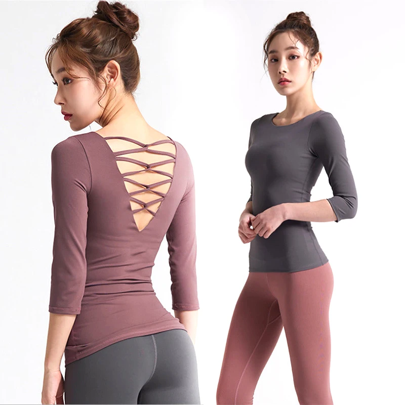 2019 new beauty back yoga t shirt women's dance training clothing outdoor sportswear
2019 new beauty back yoga t shirt women's dance training clothing outdoor sportswear