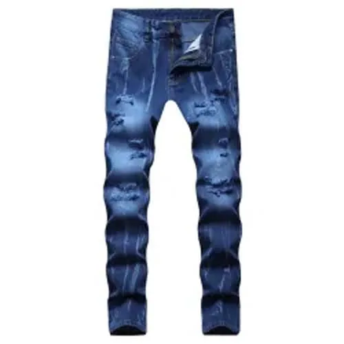 Blue Denim jogging Scratched Men's Jeans Casual Straight leg hole pants, Denim blue
Blue Denim jogging Scratched Men's Jeans Casual Straight leg hole pants, Denim blue