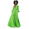 High Quality Casual V Neck Belted Cardigan Maxi Dress