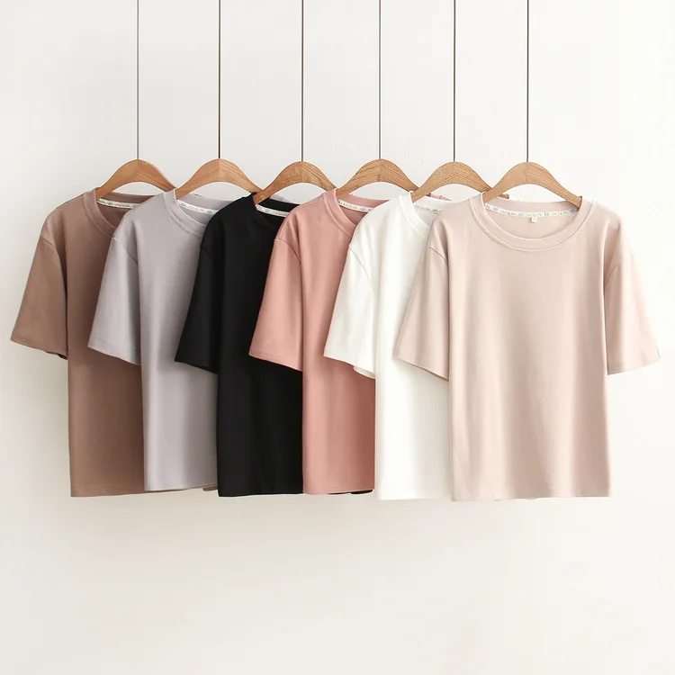 European and American Leisure Pure Color 100% Cotton Round Neck Confectionery Color Plain Short Sleeve T-Shirt
European and American Leisure Pure Color 100% Cotton Round Neck Confectionery Color Plain Short Sleeve T-Shirt