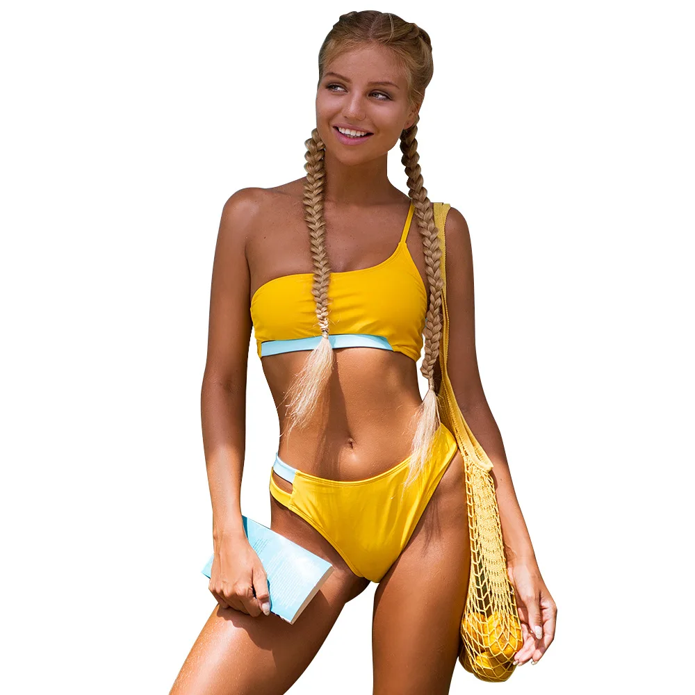2021 Summer Designer Inspired Swimwear Patchwork 2 Piece Split Swimsuit Girl Single One Shoulder Cute Teenager De Bikini Donna
2021 Summer Designer Inspired Swimwear Patchwork 2 Piece Split Swimsuit Girl Single One Shoulder Cute Teenager De Bikini Donna
